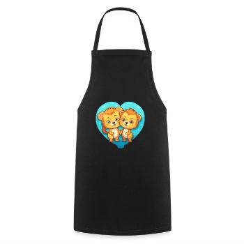 Lions Kawaii Cartoon Pet Jouant Avec Des Ballons - Tablier de cuisine - noir - Devant - AI Model Male 185 dark (185cm)