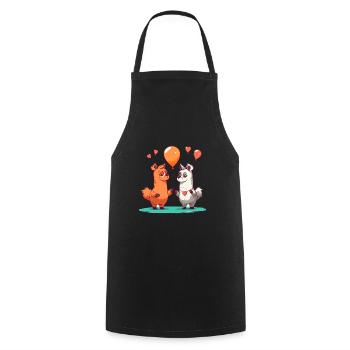 Llamas Kawaii Cartoon Pet Playing With Balloons - Cooking Apron - black - Front - AI Model Male 185 dark (185cm)