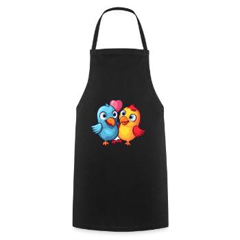 Birds Kawaii Cartoon Pet Playing With Balloons - Cooking Apron - black - Front - AI Model Male 185 dark (185cm)