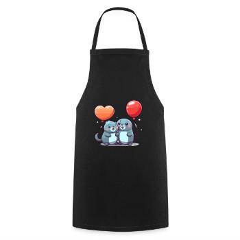 Sceaux kawaii dessin animé animal de compagnie jouant avec des ballons - Tablier de cuisine - noir - Devant - AI Model Male 185 dark (185cm)