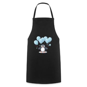 Pinguin Kawaii Cartoon Haustier spielt mit Luftballons - Kochschürze - Schwarz - Vorne - AI Model Male 185 dark (185cm)