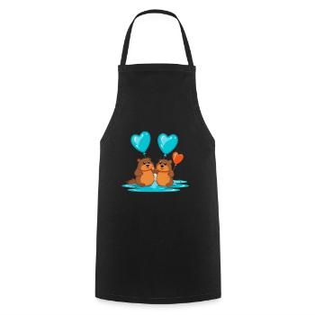 Beavers Kawaii Cartoon Pet Playing With Balloons - Cooking Apron - black - Front - AI Model Male 185 dark (185cm)