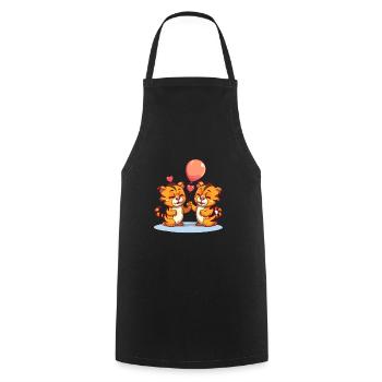 Tigers Kawaii Cartoon Pet Playing With Balloons - Cooking Apron - black - Front - AI Model Male 185 dark (185cm)