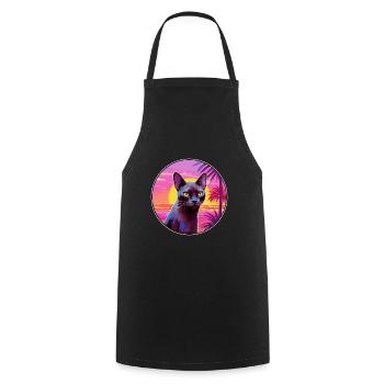 Burmaische Katze Rasse Aquarell Karikatur Kawaii Haustier - Kochschürze - Schwarz - Vorne - AI Model Male 185 dark (185cm)