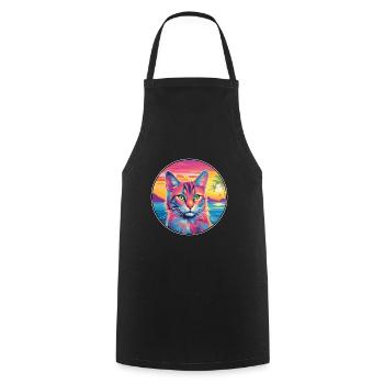 Manx Chat Race Aquarelle Dessin animé Kawaii Animal de compagnie - Tablier de cuisine - noir - Devant - AI Model Male 185 dark (185cm)