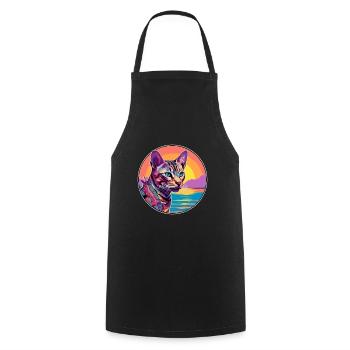 Ocicat Chat Race Aquarelle Dessin animé Kawaii Animal de compagnie - Tablier de cuisine - noir - Devant - AI Model Male 185 dark (185cm)