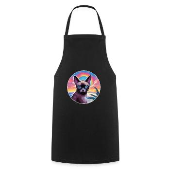 Siamkatze Rasse Aquarell Karikatur Kawaii Haustier - Kochschürze - Schwarz - Vorne - AI Model Male 185 dark (185cm)