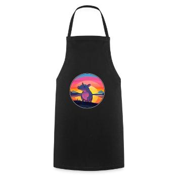 Tapir Colorful Watercolor Cartoon Kawaii Animal - Cooking Apron - black - Front - AI Model Male 185 dark (185cm)