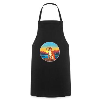 Lizard Colorful Watercolor Cartoon Kawaii Animal - Cooking Apron - black - Front - AI Model Male 185 dark (185cm)