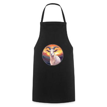 Goat Colorful Watercolor Cartoon Kawaii Animal - Cooking Apron - black - Front - AI Model Male 185 dark (185cm)