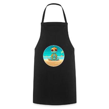 Chameleon Cartoon Yoga Beach Summer Illustration - Cooking Apron - black - Front - AI Model Male 185 dark (185cm)