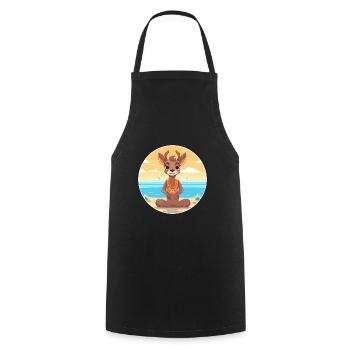 Antilope Cartoon Yoga Strand Sommer Illustration - Kochschürze - Schwarz - Vorne - AI Model Male 185 dark (185cm)