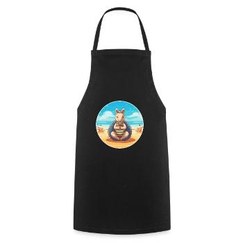 Gürteltier Karikatur Yoga Strand Sommer Illustration - Kochschürze - Schwarz - Vorne - AI Model Male 185 dark (185cm)