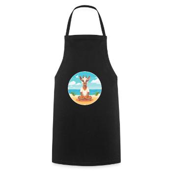 Goat Cartoon Yoga Beach Summer Illustration - Cooking Apron - black - Front - AI Model Male 185 dark (185cm)