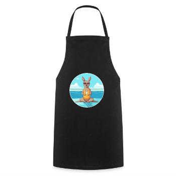 Kangourou Cartoon Yoga plage Illustration d’été - Tablier de cuisine - noir - Devant - AI Model Male 185 dark (185cm)