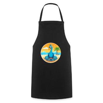 Pfau-Cartoon-Yoga-Strand-Sommer-Illustration - Kochschürze - Schwarz - Vorne - AI Model Male 185 dark (185cm)