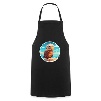 Eagle Funny Cartoon Kawaii Beach Illustration - Cooking Apron - black - Front - AI Model Male 185 dark (185cm)