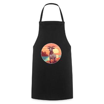 Chèvre Drôle Dessin Animé Kawaii Plage Illustration - Tablier de cuisine - noir - Devant - AI Model Male 185 dark (185cm)