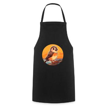 Moineau drôle de dessin animé kawaii plage Illustration - Tablier de cuisine - noir - Devant - AI Model Male 185 dark (185cm)