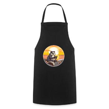 Blaireau Mignon Drôle Dessin Animé Kawaii Livre Plage - Tablier de cuisine - noir - Devant - AI Model Male 185 dark (185cm)