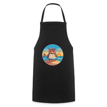 Eule Niedliche Lustige Karikatur Kawaii Buch Strand - Kochschürze - Schwarz - Vorne - AI Model Male 185 dark (185cm)