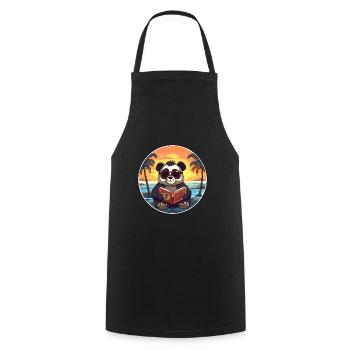 Panda süßer lustiger Cartoon Kawaii Buchstrand - Kochschürze - Schwarz - Vorne - AI Model Male 185 dark (185cm)