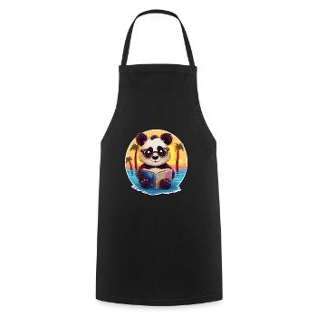 Panda Mignon Drôle Dessin Animé Kawaii Livre Plage - Tablier de cuisine - noir - Devant - AI Model Male 185 dark (185cm)