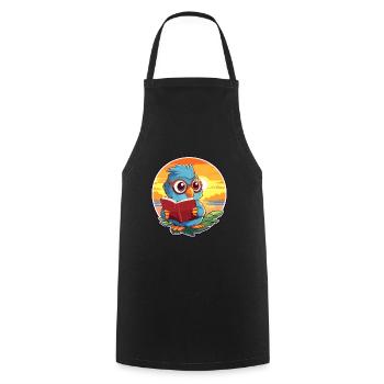 Parrot Cute Funny Cartoon Kawaii Book Beach - Cooking Apron - black - Front - AI Model Male 185 dark (185cm)