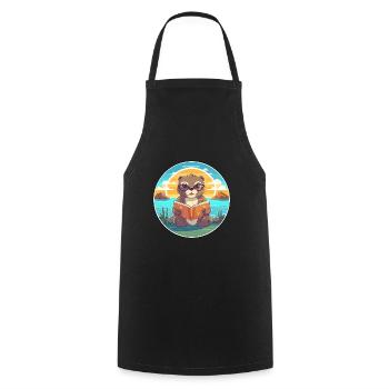 Otter Niedliche Lustige Karikatur Kawaii Buch Strand - Kochschürze - Schwarz - Vorne - AI Model Male 185 dark (185cm)