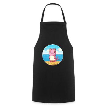 Axolotl aquarelle dessin animé Kawaii Clipart Animal - Tablier de cuisine - noir - Devant - AI Model Male 185 dark (185cm)