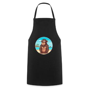 Baboon Watercolor Cartoon Kawaii Clipart Animal - Cooking Apron - black - Front - AI Model Male 185 dark (185cm)