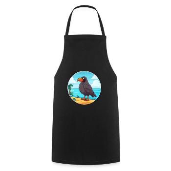 Crow Watercolor Cartoon Kawaii Clipart Animal - Cooking Apron - black - Front - AI Model Male 185 dark (185cm)