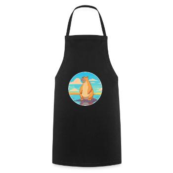 Capybara Watercolor Cartoon Kawaii Clipart Animal - Cooking Apron - black - Front - AI Model Male 185 dark (185cm)