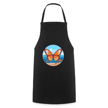 Papillon Aquarelle Dessin Animé Kawaii Clipart Animal - Tablier de cuisine - noir - Devant - AI Model Male 185 dark (185cm)