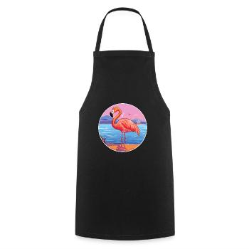 Flamant rose aquarelle dessin animé Kawaii Clipart Animal - Tablier de cuisine - noir - Devant - AI Model Male 185 dark (185cm)