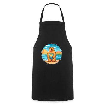 Bear Watercolor Cartoon Kawaii Clipart Animal - Cooking Apron - black - Front - AI Model Male 185 dark (185cm)
