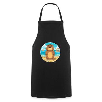 Gopher Watercolor Cartoon Kawaii Clipart Animal - Cooking Apron - black - Front - AI Model Male 185 dark (185cm)
