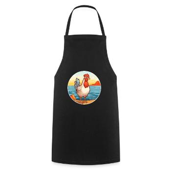 Hen Watercolor Cartoon Kawaii Clipart Animal - Cooking Apron - black - Front - AI Model Male 185 dark (185cm)