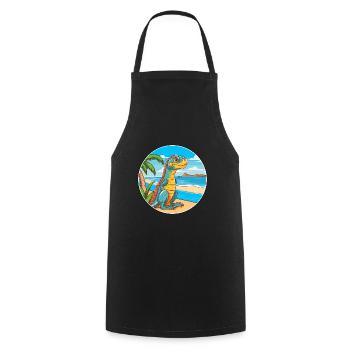 Iguana Watercolor Cartoon Kawaii Clipart Animal - Cooking Apron - black - Front - AI Model Male 185 dark (185cm)