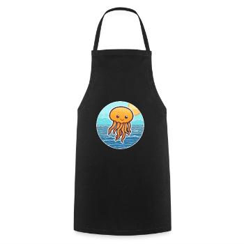 Jellyfish Watercolor Cartoon Kawaii Clipart Animal - Cooking Apron - black - Front - AI Model Male 185 dark (185cm)