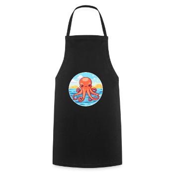 Poulpe aquarelle dessin animé kawaii Clipart Animal - Tablier de cuisine - noir - Devant - AI Model Male 185 dark (185cm)