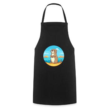 Otter Watercolor Cartoon Kawaii Clipart Animal - Cooking Apron - black - Front - AI Model Male 185 dark (185cm)