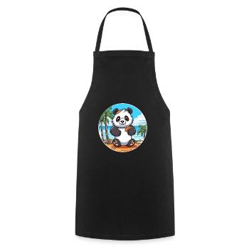 Panda Aquarell Karikatur Kawaii Clipart Tier - Kochschürze - Schwarz - Vorne - AI Model Male 185 dark (185cm)