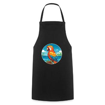 Parrot Watercolor Cartoon Kawaii Clipart Animal - Cooking Apron - black - Front - AI Model Male 185 dark (185cm)