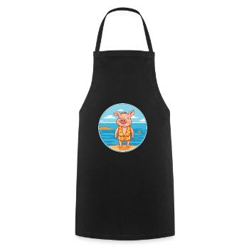 Pig Watercolor Cartoon Kawaii Clipart Animal - Cooking Apron - black - Front - AI Model Male 185 dark (185cm)