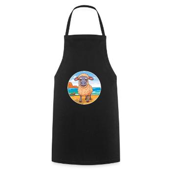 Schaf Aquarell Cartoon Kawaii Clipart Tier - Kochschürze - Schwarz - Vorne - AI Model Male 185 dark (185cm)