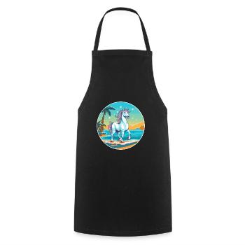 Unicorn Watercolor Cartoon Kawaii Clipart Animal - Cooking Apron - black - Front - AI Model Male 185 dark (185cm)