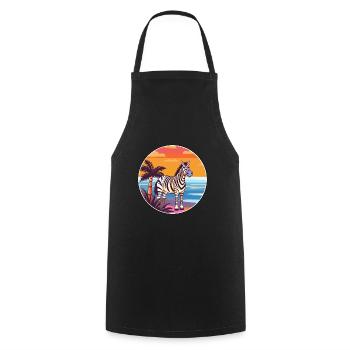 Zebra Watercolor Cartoon Kawaii Clipart Animal - Cooking Apron - black - Front - AI Model Male 185 dark (185cm)