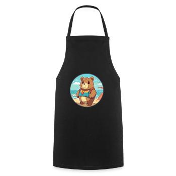 Bear Watercolor Cartoon Kawaii Clipart Animal - Cooking Apron - black - Front - AI Model Male 185 dark (185cm)