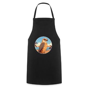 Falcon Watercolor Cartoon Kawaii Clipart Animal - Cooking Apron - black - Front - AI Model Male 185 dark (185cm)